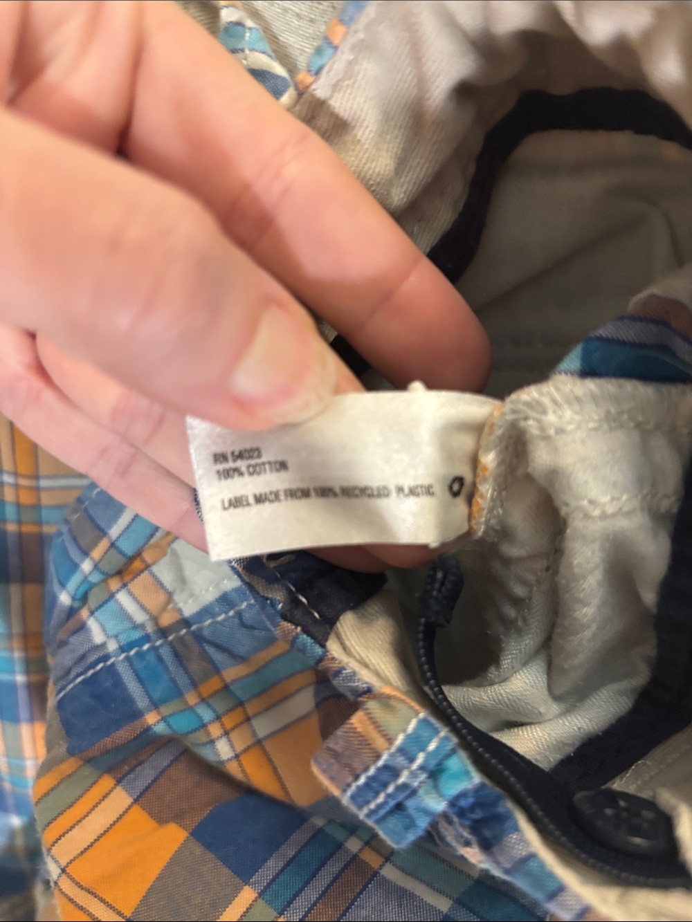 GAP Blue & Orange Plaid Cargo Shorts 100% Cotton - Picture 3 of 8